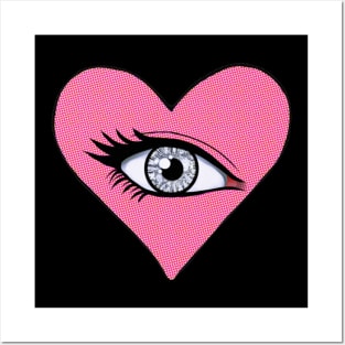 Glitter Eye In Pink Love Heart Posters and Art